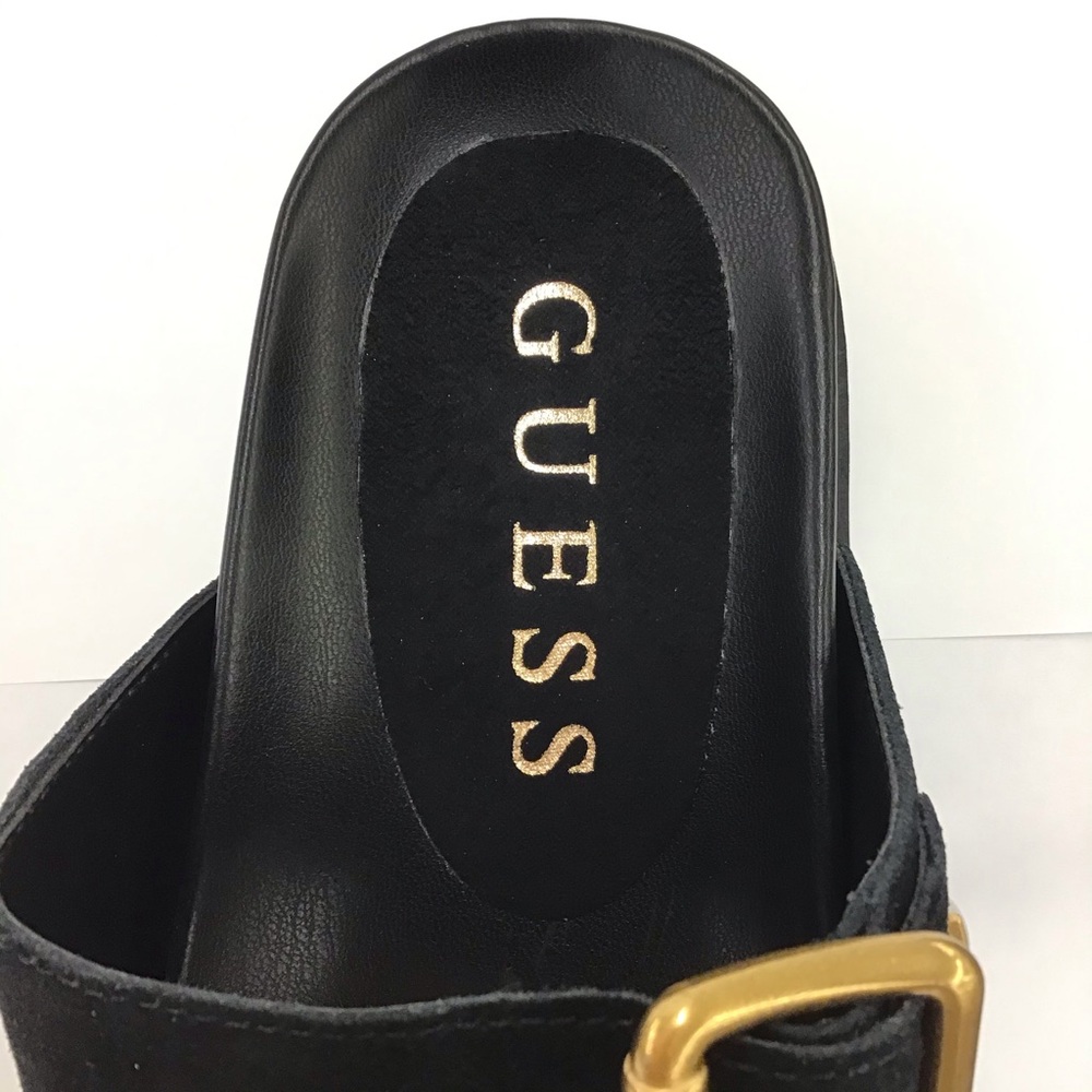 New Womens Guess Suede Sandals Fasten Double-Buckle Footbed Size 6 M Black 001 - Picture 7 of 7